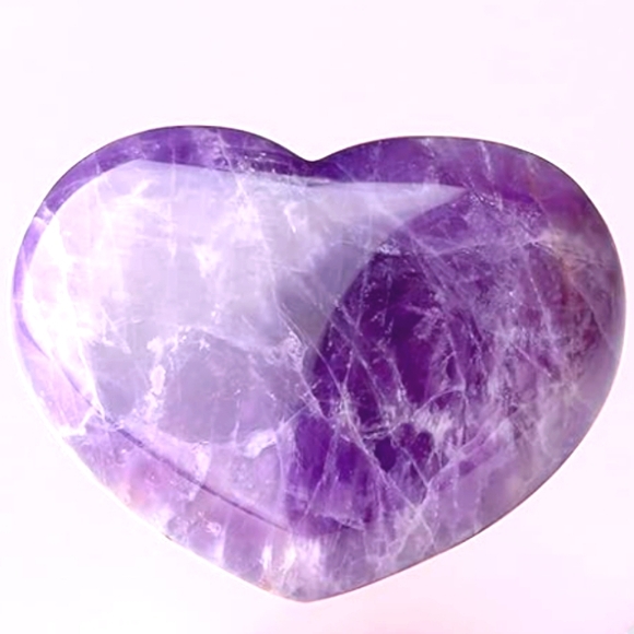 Genuine Purple Big 45mm Amethyst Heart Love GemStone Palm Gem Worry Stone New - Picture 2 of 5